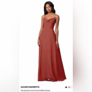 Azazie Daenerys Terracotta A-Line Cowl Chiffon Bridesmaid Dress